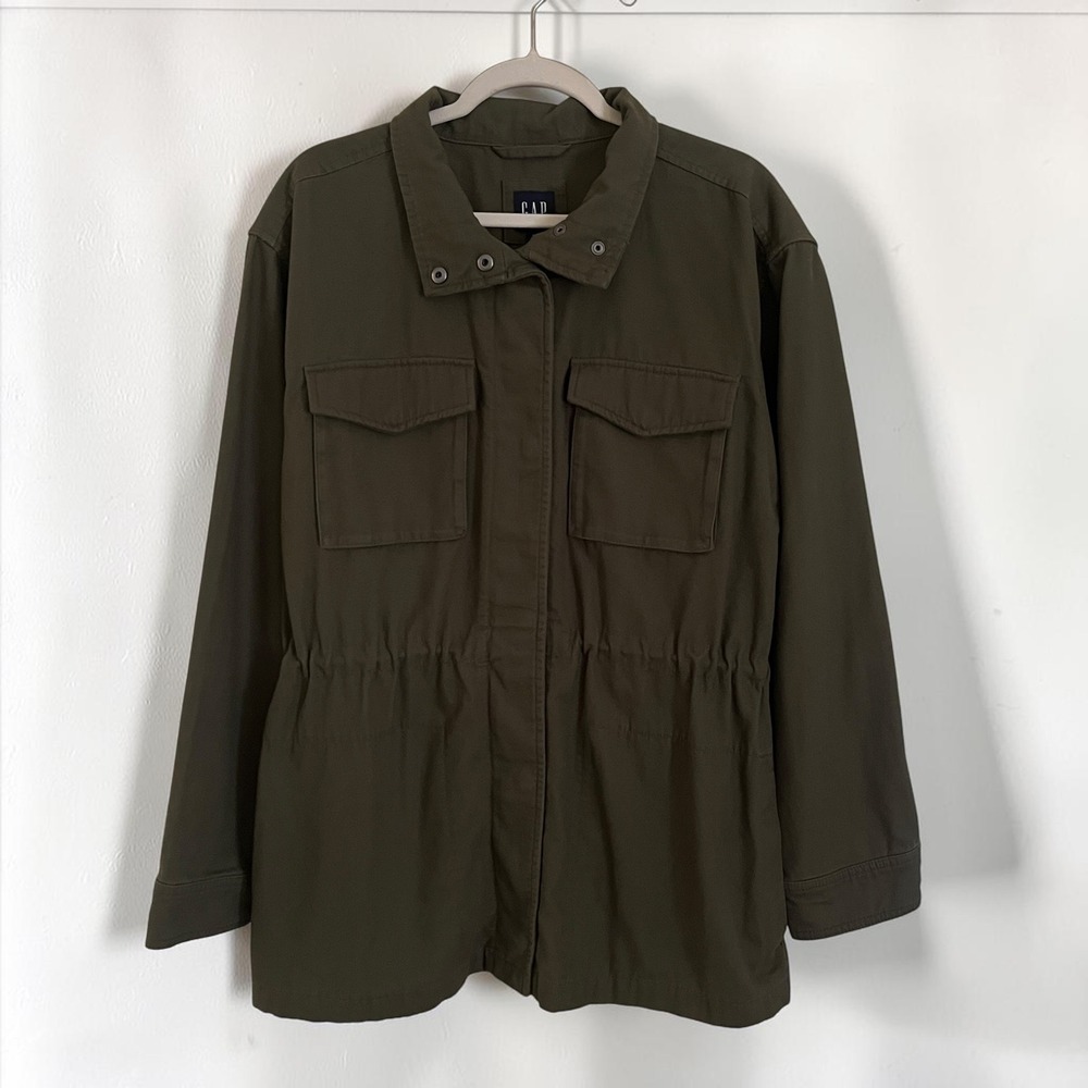 Gap Utility Jacket Women's Medium Tall Olive Green Rugged Cotton Neutral Fall